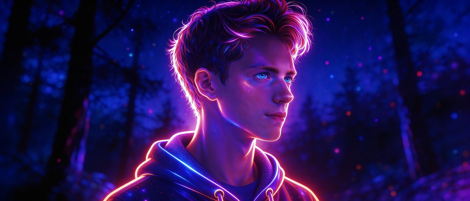 Dylan in three-quarter profile, looking into the distance